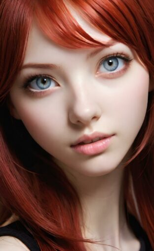 AI girl with red hair wallpaper