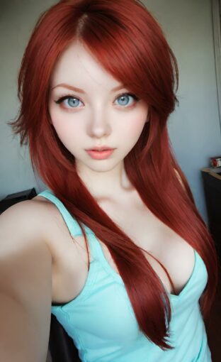 AI girl with red hair wallpaper