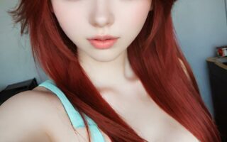 AI girl with red hair wallpaper