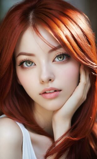 AI girl with red hair wallpaper