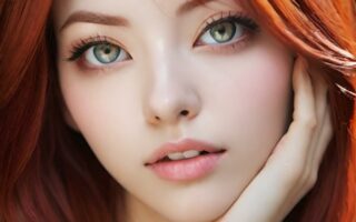 AI girl with red hair wallpaper