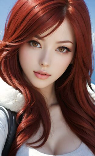 AI girl with red hair wallpaper