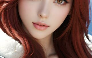 AI girl with red hair wallpaper