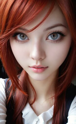 AI girl with red hair wallpaper