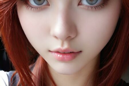 AI girl with red hair wallpaper