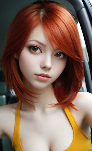 AI girl with red hair wallpaper