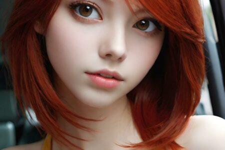 AI girl with red hair wallpaper