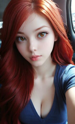 AI girl with red hair wallpaper
