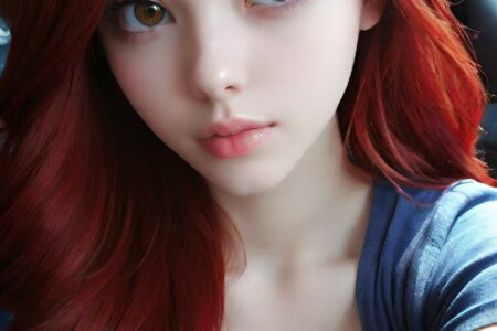 AI girl with red hair wallpaper