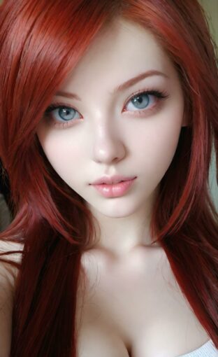 AI girl with red hair wallpaper