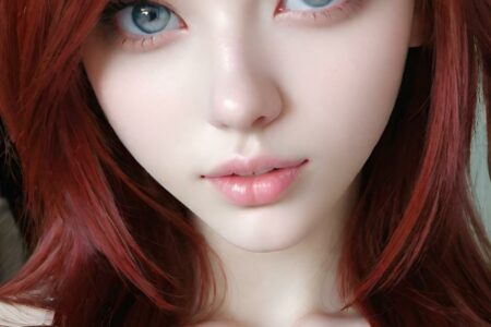AI girl with red hair wallpaper