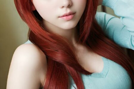 AI girl with red hair wallpaper