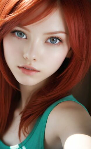 AI girl with red hair wallpaper
