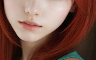 AI girl with red hair wallpaper