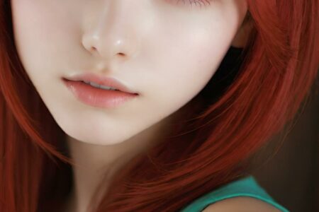 AI girl with red hair wallpaper
