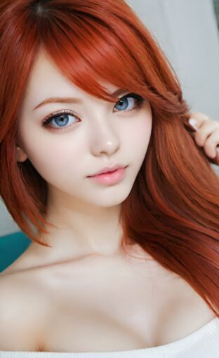 AI girl with red hair wallpaper