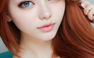 AI girl with red hair wallpaper