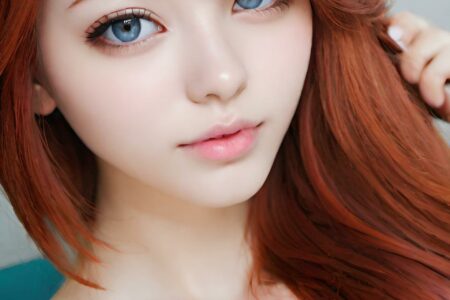 AI girl with red hair wallpaper