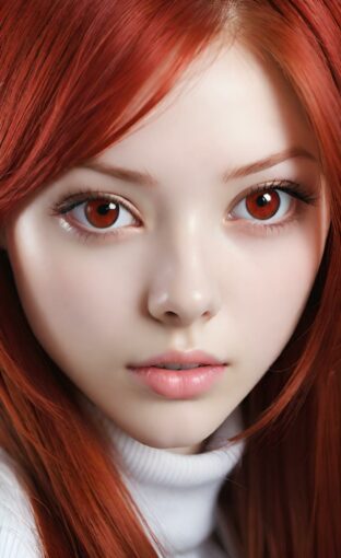 AI girl with red hair wallpaper