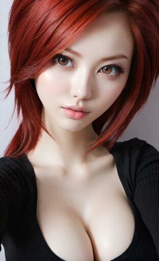 AI girl with red hair wallpaper
