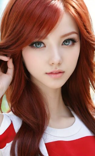 AI girl with red hair wallpaper