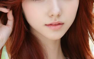 AI girl with red hair wallpaper