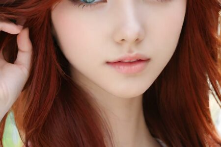 AI girl with red hair wallpaper