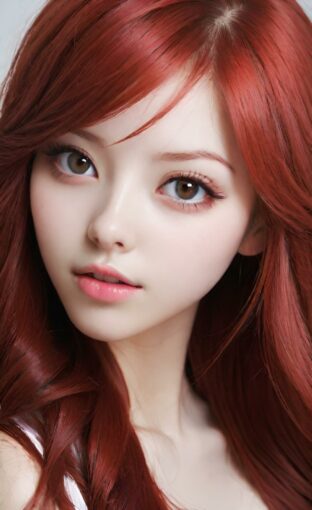 AI girl with red hair wallpaper