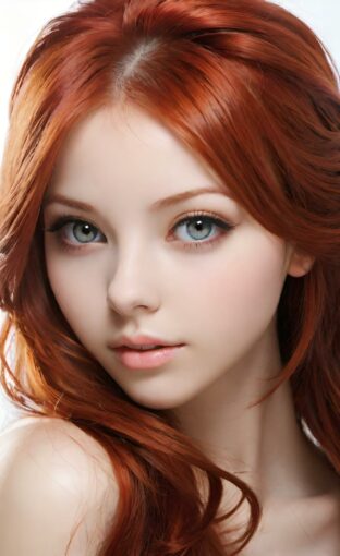 AI girl with red hair wallpaper
