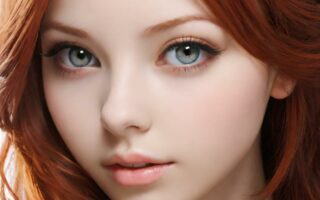 AI girl with red hair wallpaper