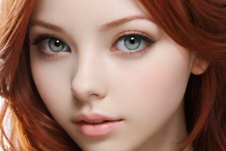 AI girl with red hair wallpaper