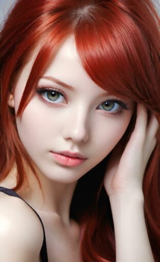 AI girl with red hair wallpaper