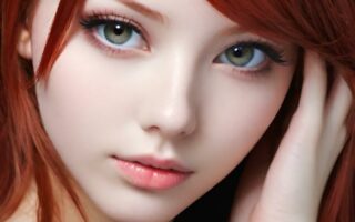 AI girl with red hair wallpaper