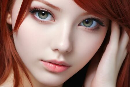 AI girl with red hair wallpaper