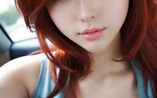 AI girl with red hair wallpaper