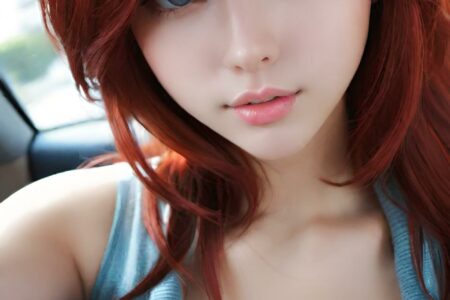 AI girl with red hair wallpaper