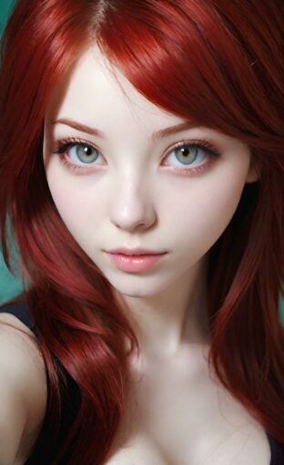 AI girl with red hair wallpaper
