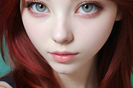AI girl with red hair wallpaper