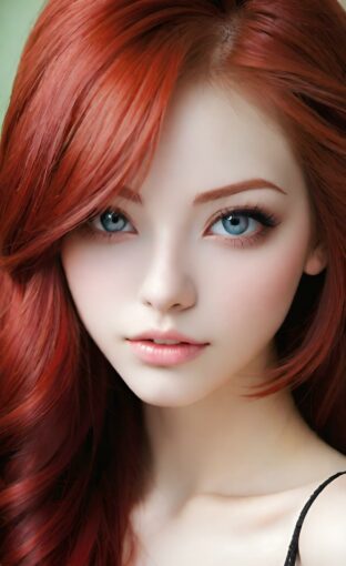 AI girl with red hair wallpaper