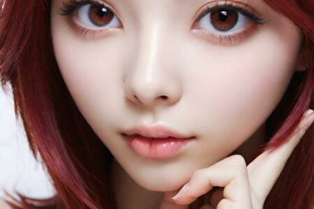 AI girl with red hair wallpaper