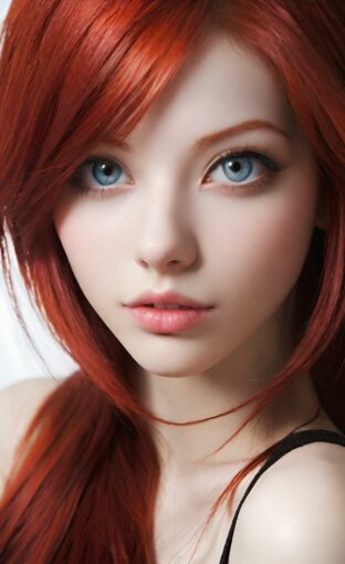 AI girl with red hair wallpaper
