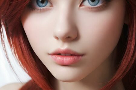 AI girl with red hair wallpaper