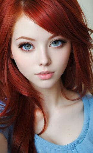 AI girl with red hair wallpaper