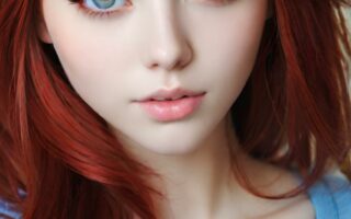 AI girl with red hair wallpaper