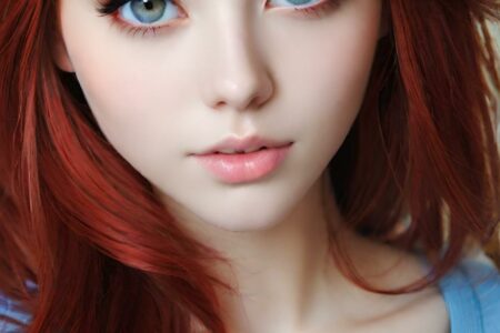 AI girl with red hair wallpaper