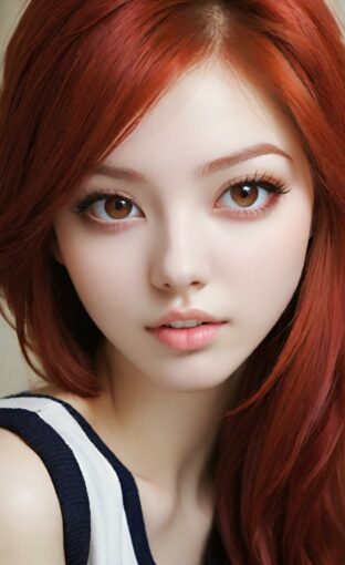 AI girl with red hair wallpaper