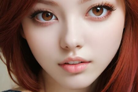 AI girl with red hair wallpaper