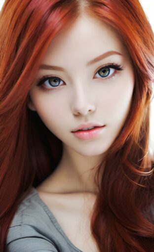 AI girl with red hair wallpaper