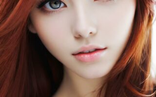 AI girl with red hair wallpaper