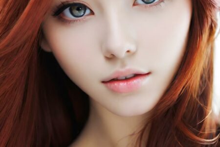 AI girl with red hair wallpaper